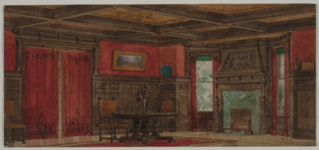 Renderelés belsőépítészeti célokra, 1880-1900 körül. alkotó: August Frederick Biehle