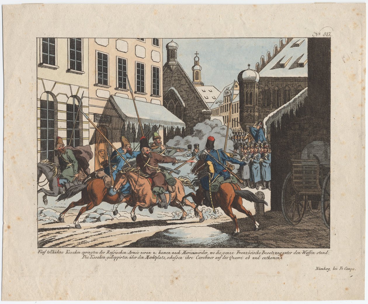 Öt kozák lépett be Marienwerderbe alkotó: August Friedrich Andreas Campe