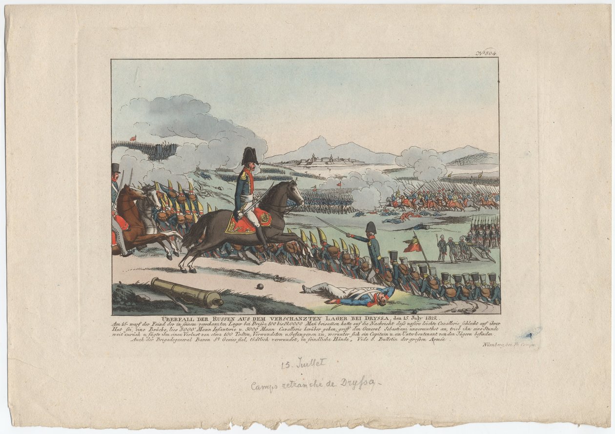 Orosz támadás a dryssai beágyazott táborból 1812. július 15-én alkotó: August Friedrich Andreas Campe