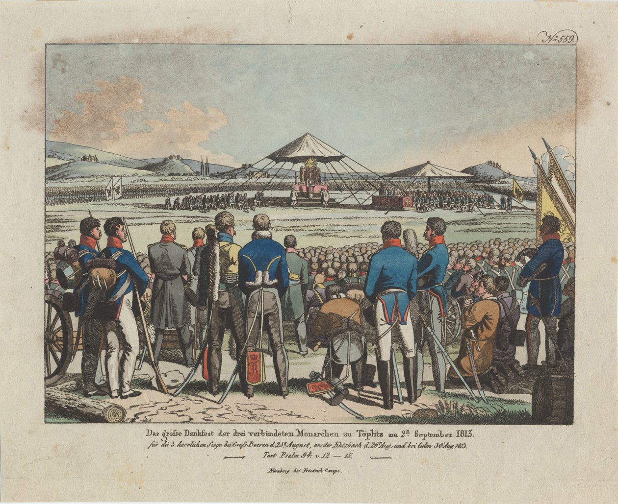 A három szövetséges uralkodó nagy ünnepe Teplitz Teplicében 1813. szeptember 2-án alkotó: August Friedrich Andreas Campe
