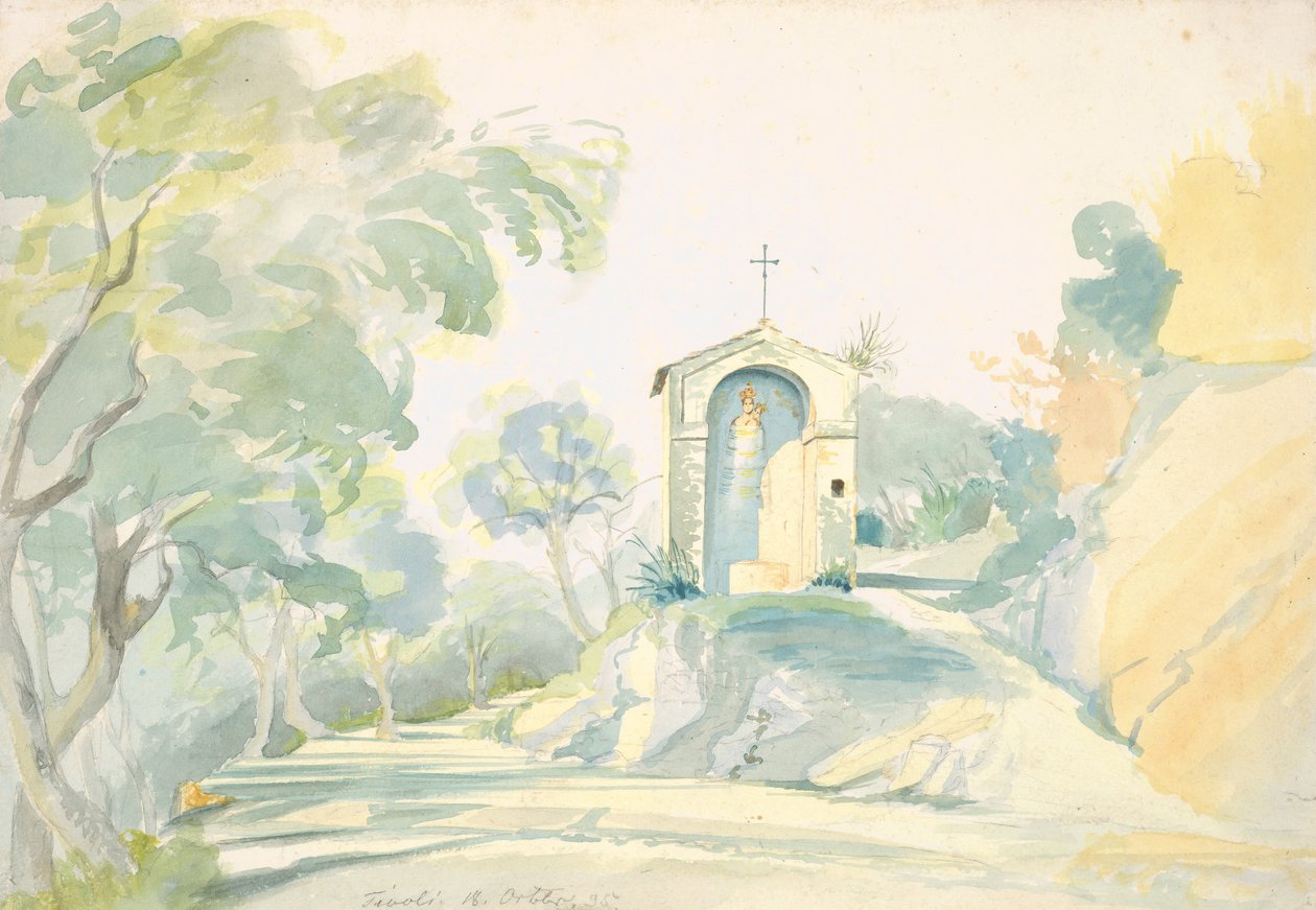 Egy út menti kápolna Tivoli közelében, 1835. alkotó: August Georg Friedrich Lucas