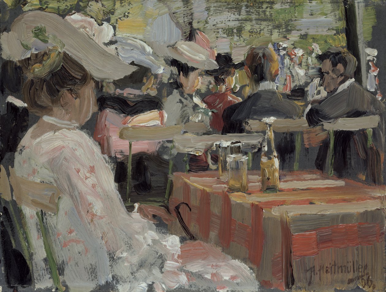 A Garden Restaurant, 1906 (olaj a kártyán) alkotó: August Heitmuller