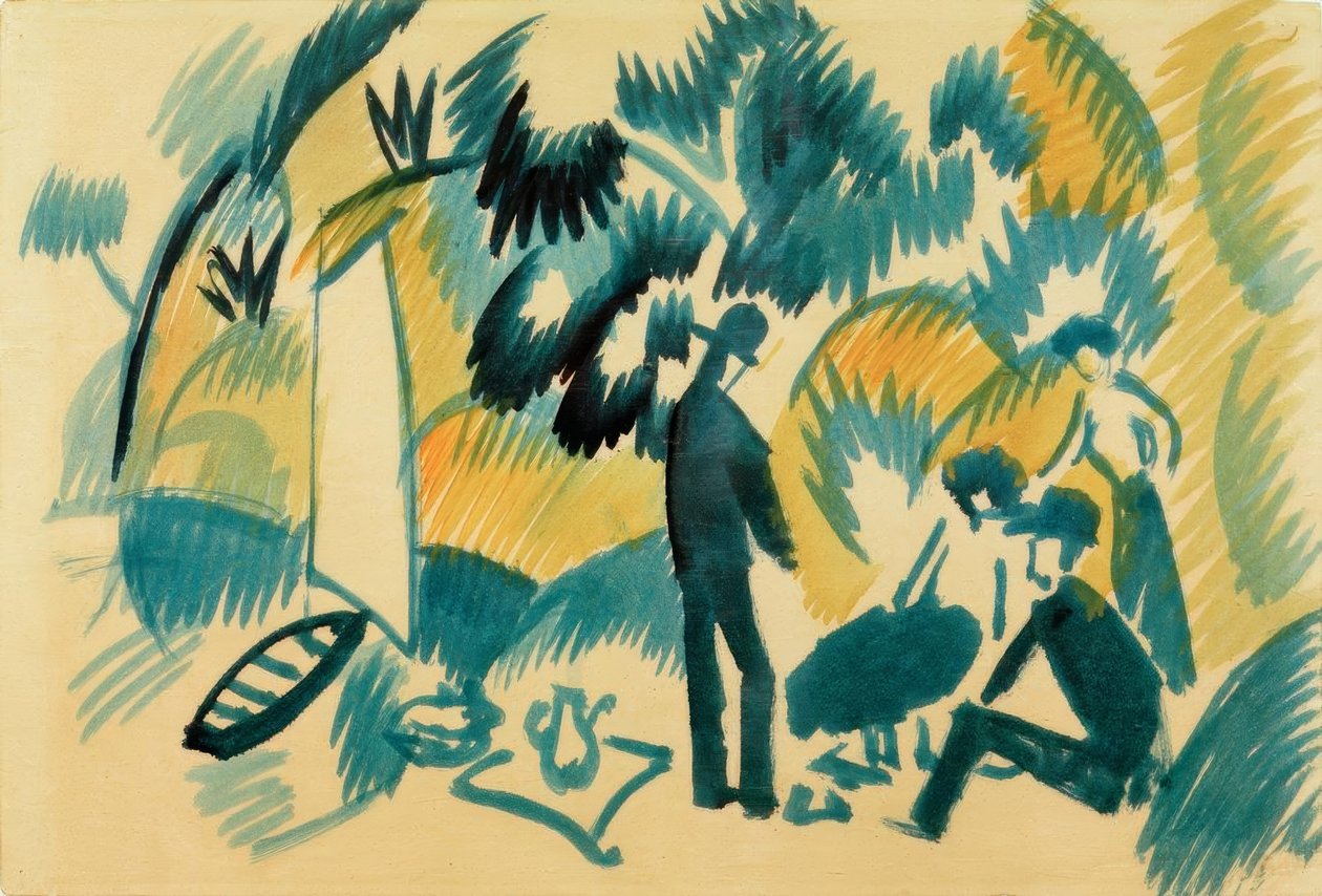 A Thun-tónál, vitorlázás után piknik alkotó: August Macke