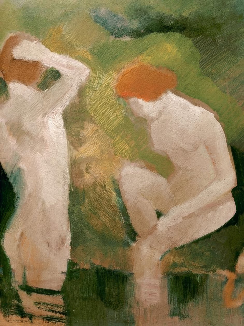Fürdőzők a zöld lejtőn alkotó: August Macke