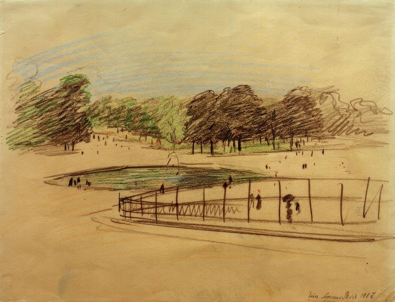 Medence a Jardin des Tuileries-ben alkotó: August Macke