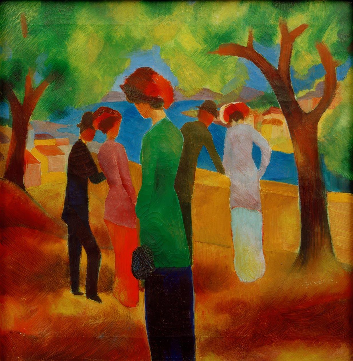 Hölgy zöld kabátban alkotó: August Macke