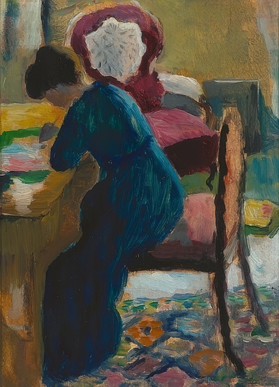 Elisabeth az íróasztalnál. 1909/10 alkotó: August Macke