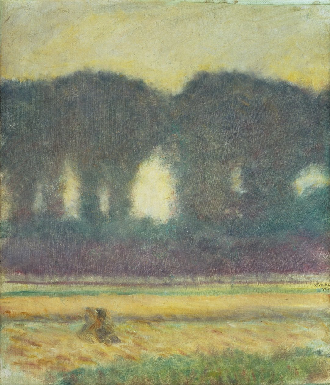 Fenyőfák és egy kukoricatábla alkotó: August Macke