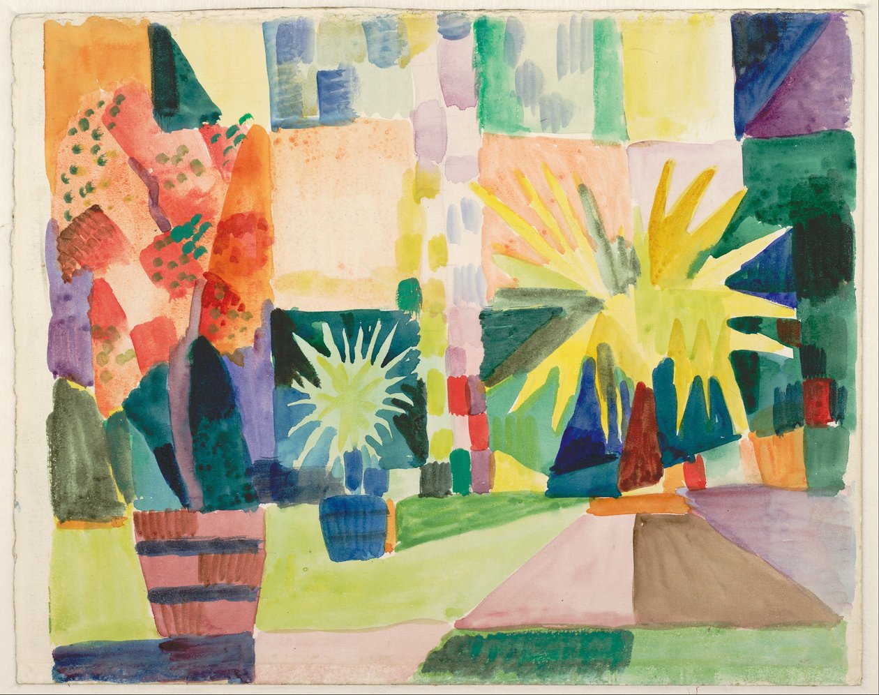 Kert a Thuni-tónál (Gránátalmafa és pálma a kertben), 1914 alkotó: August Macke