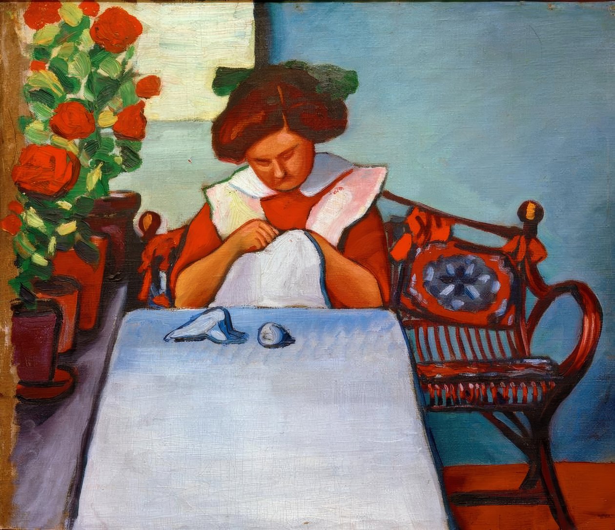 Grete Thuar az asztalnál alkotó: August Macke