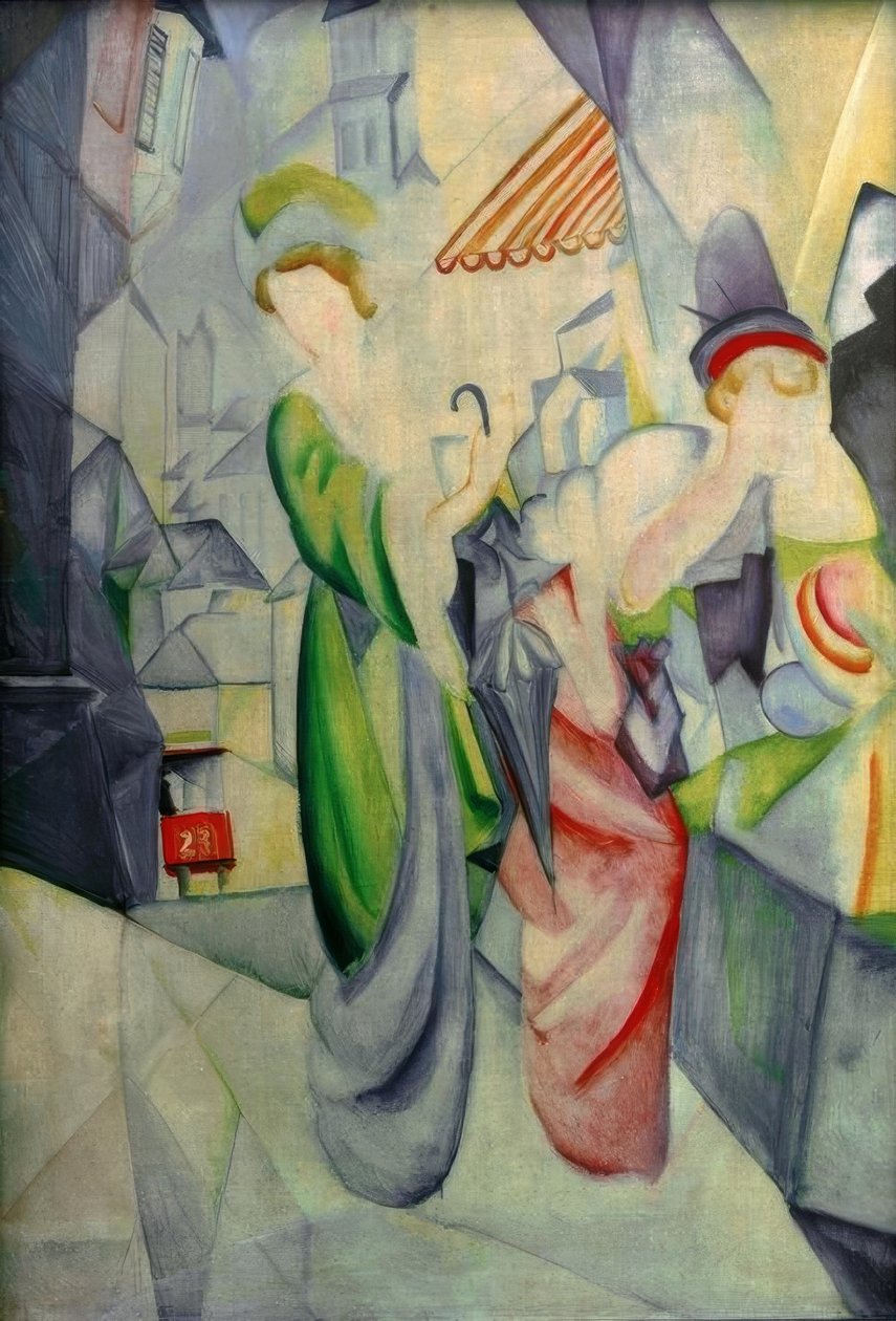 Fényes nők a kalapbolt előtt alkotó: August Macke