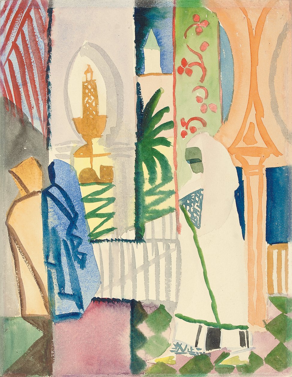 A Templomteremben; In der Tempelhalle, 1914 alkotó: August Macke