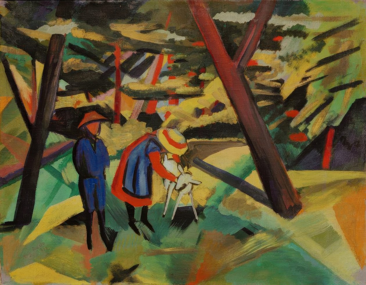 Gyerekek kecskével az erdőben alkotó: August Macke