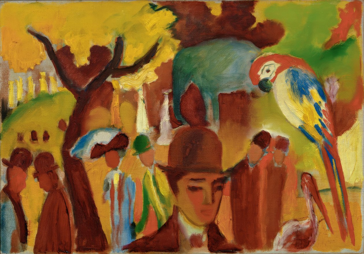 Kis állatkert barna és sárga színben alkotó: August Macke