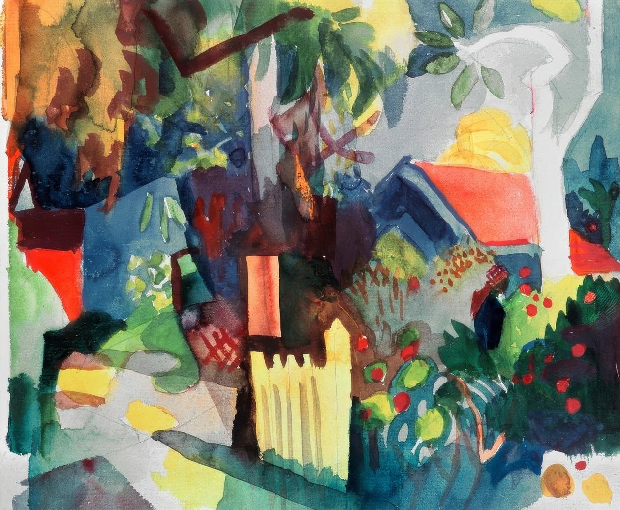 Táj egy világos fával alkotó: August Macke