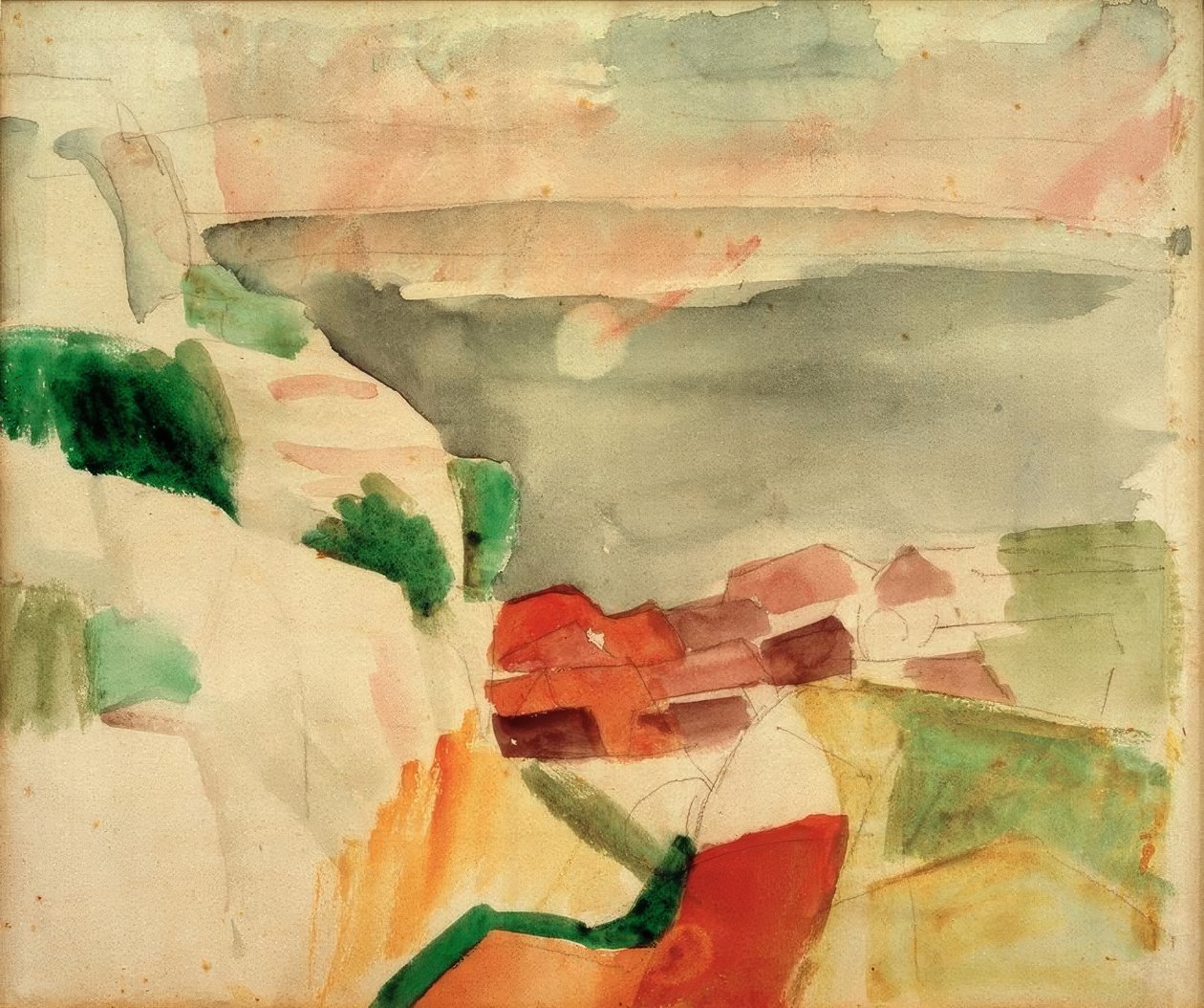 Táj a Murten-tótól alkotó: August Macke