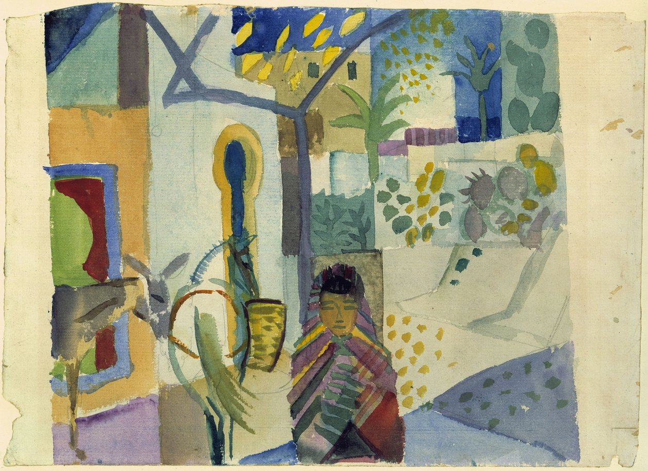Lány lóval és szamárral alkotó: August Macke