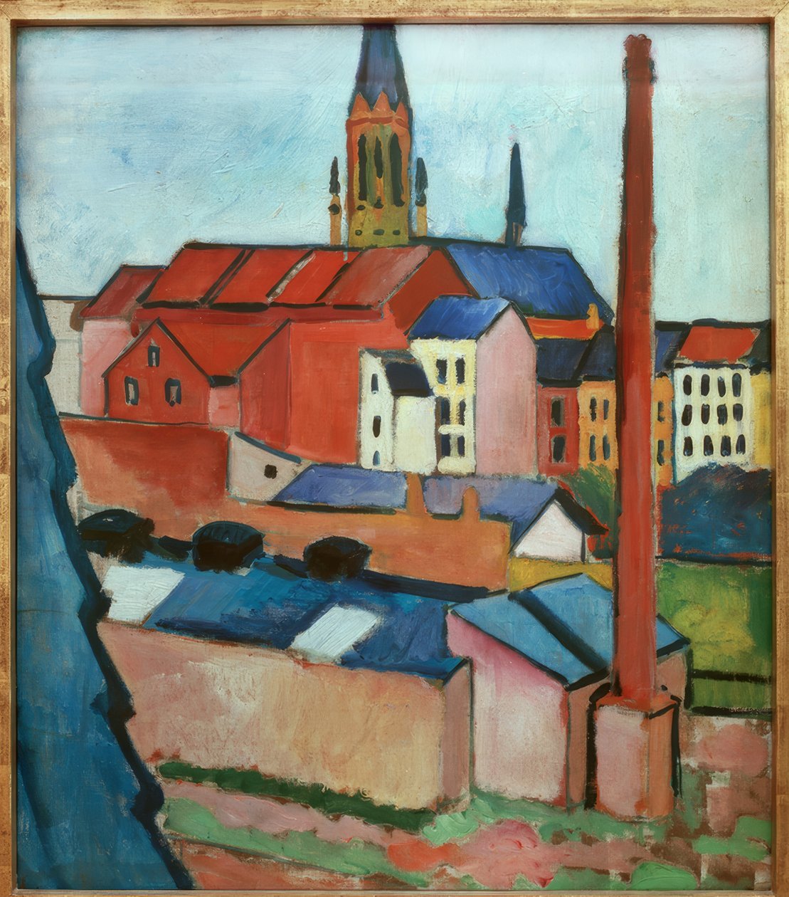 Marienkirche házakkal és kéménnyel alkotó: August Macke