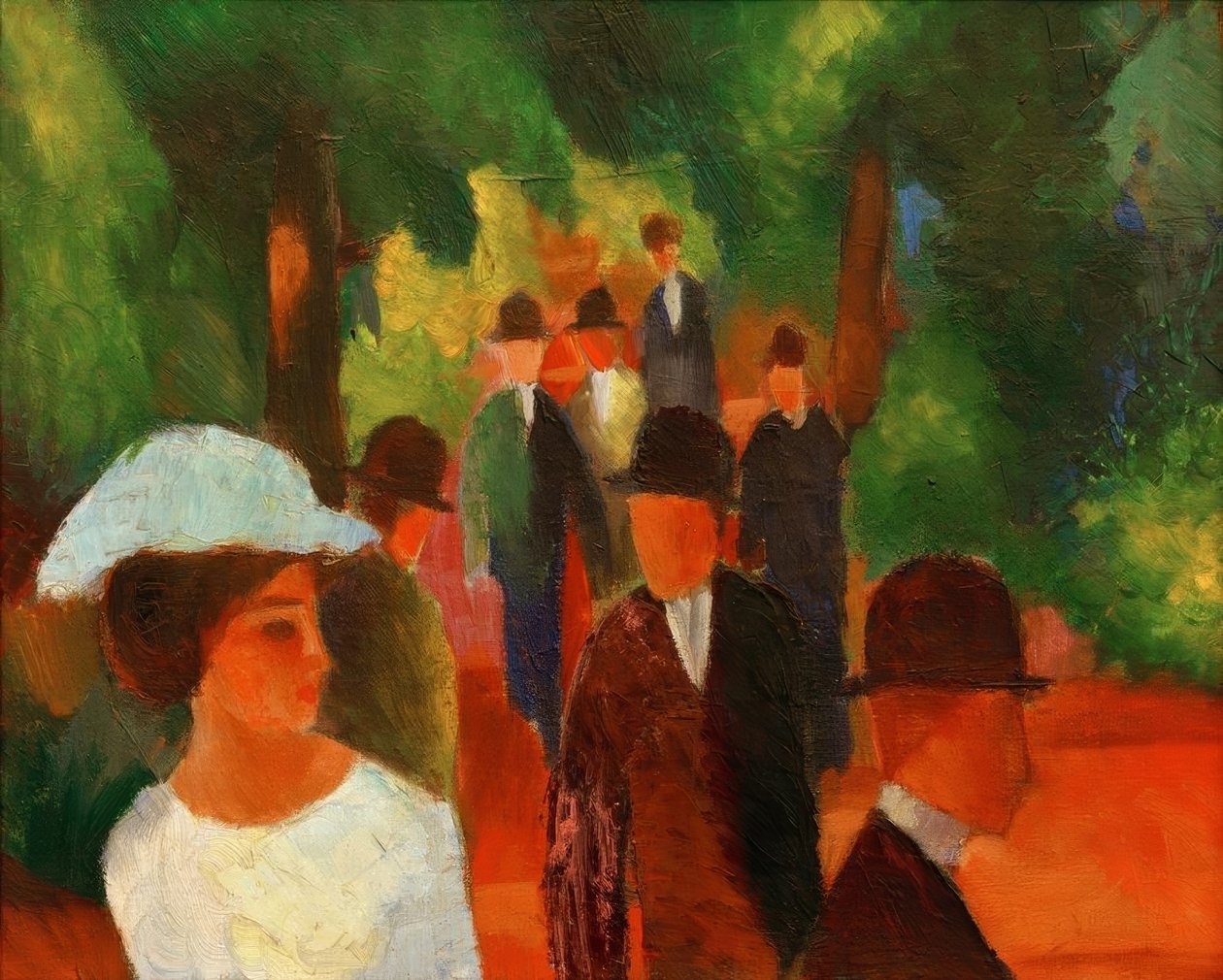 Sétány (fehér lánnyal félhosszúságban) alkotó: August Macke