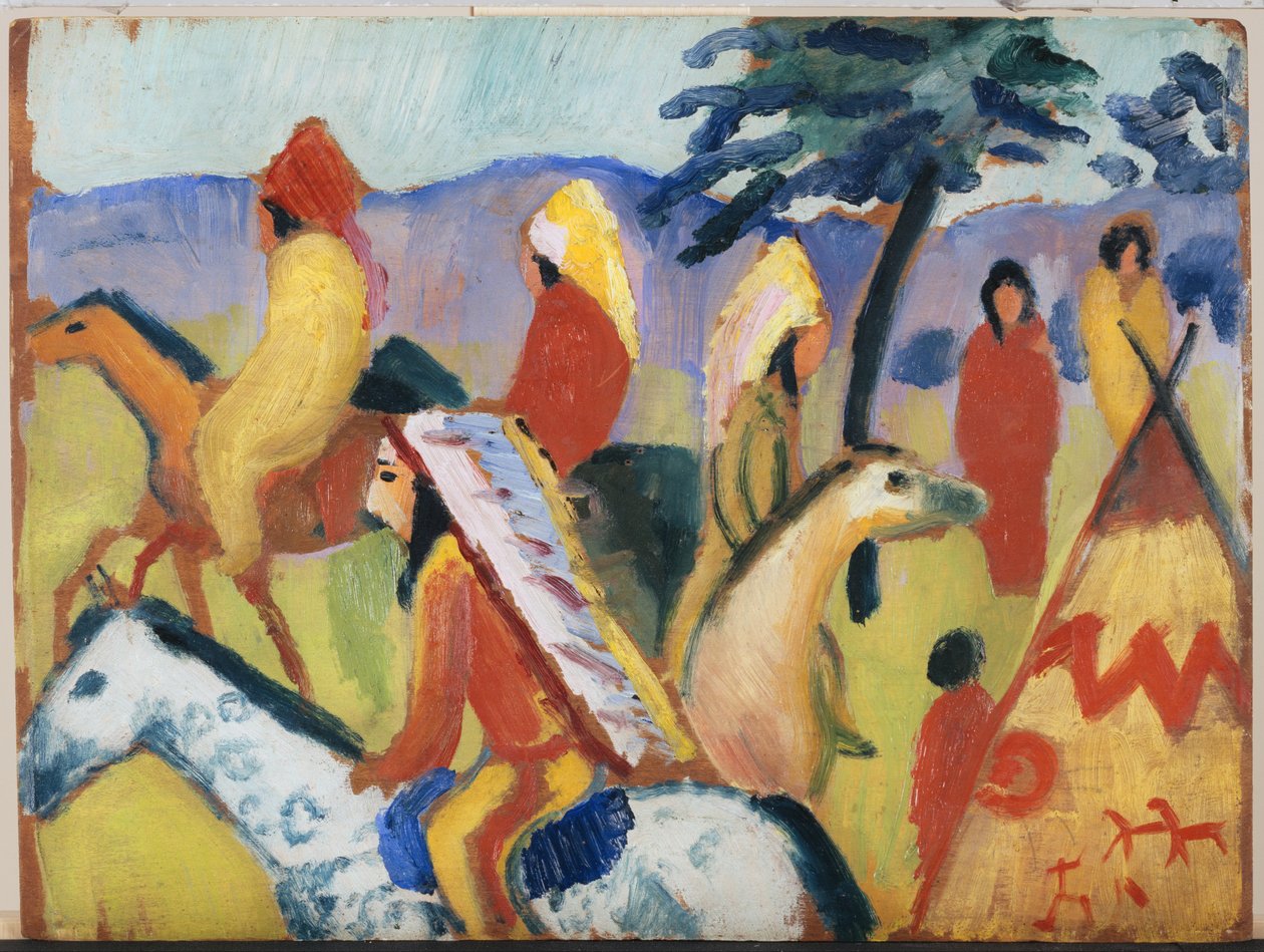 Indiánok lovaglás a sátorban alkotó: August Macke