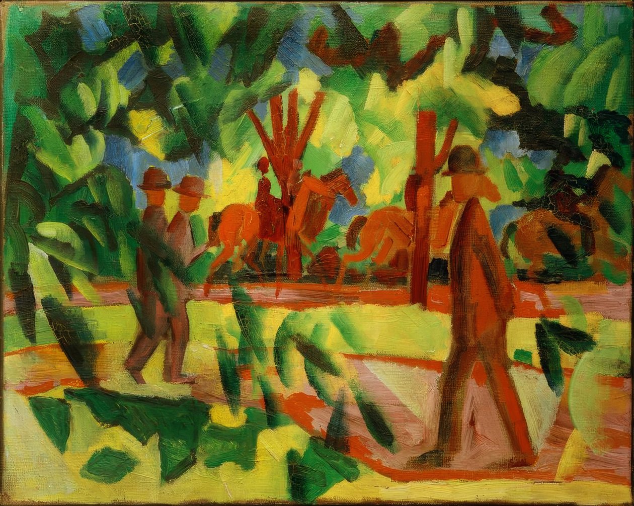 Lovasok és sétálók a sugárúton alkotó: August Macke