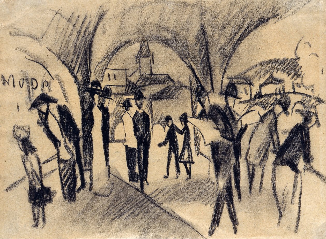 Jelenet az árkádok alatt Thunban, 1913 alkotó: August Macke