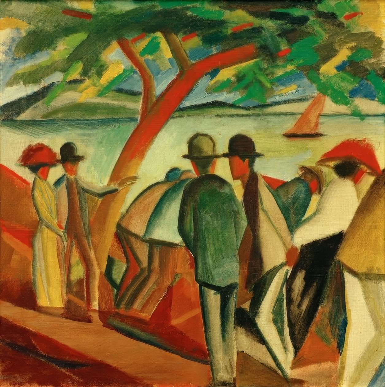 Sétálók a tavon alkotó: August Macke