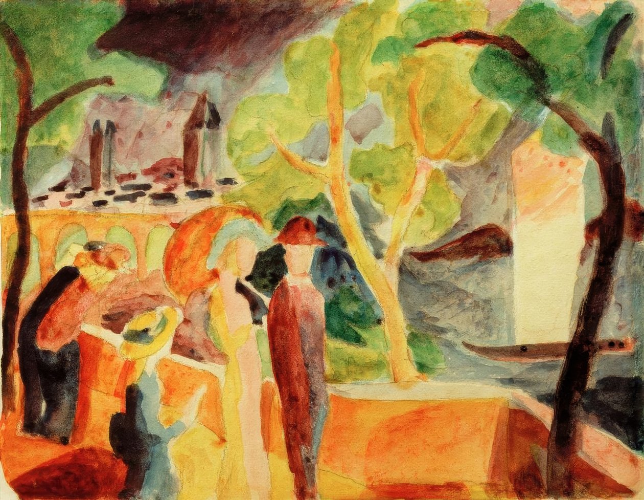 Sétálók a tavon alkotó: August Macke