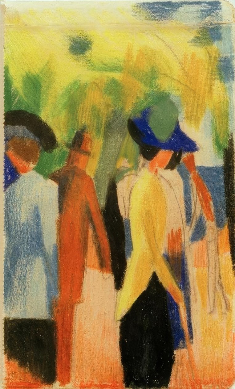 Sétálók a fák alatt (sétálók a parkban) alkotó: August Macke
