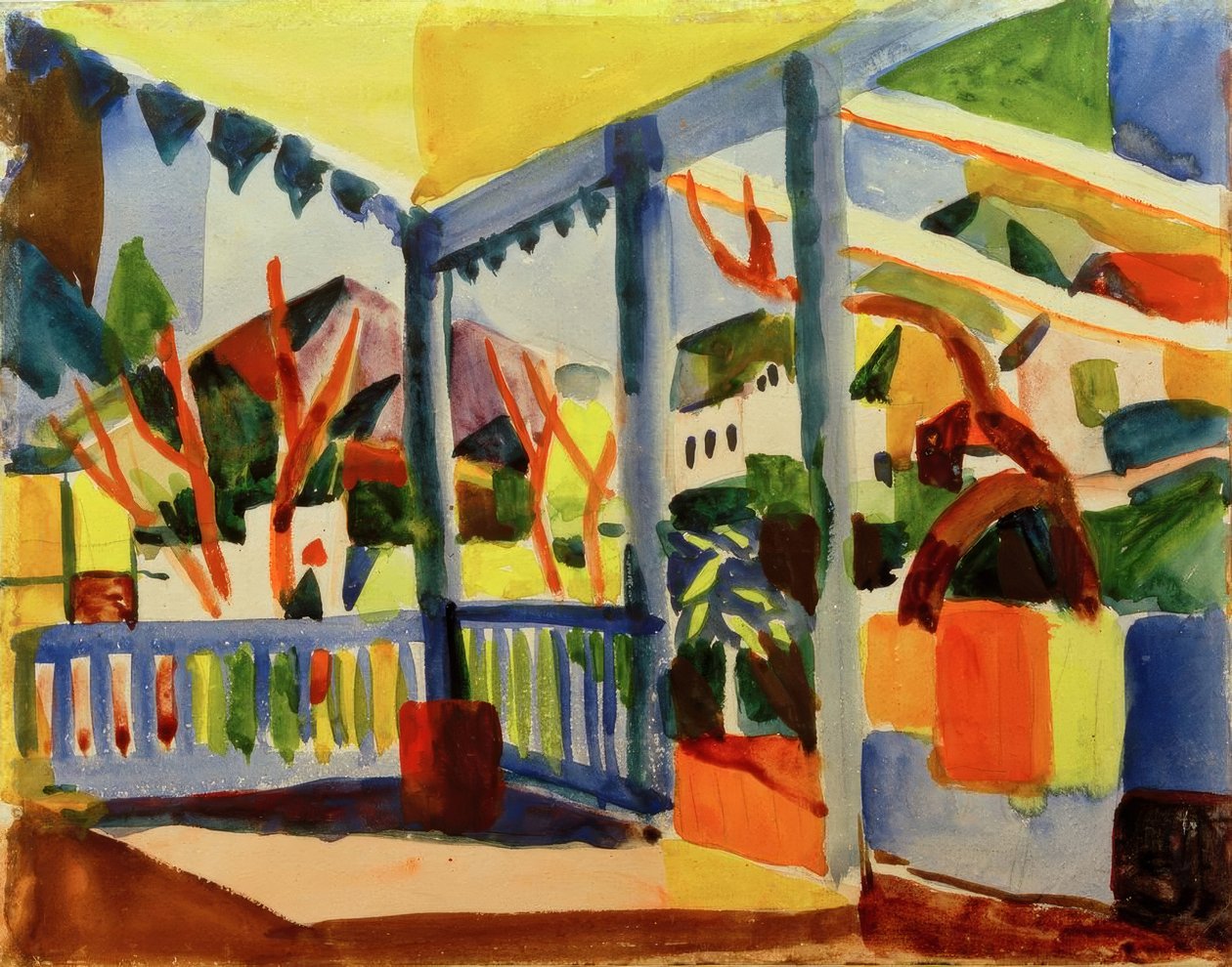 A St. Germain-i vidéki ház terasza alkotó: August Macke