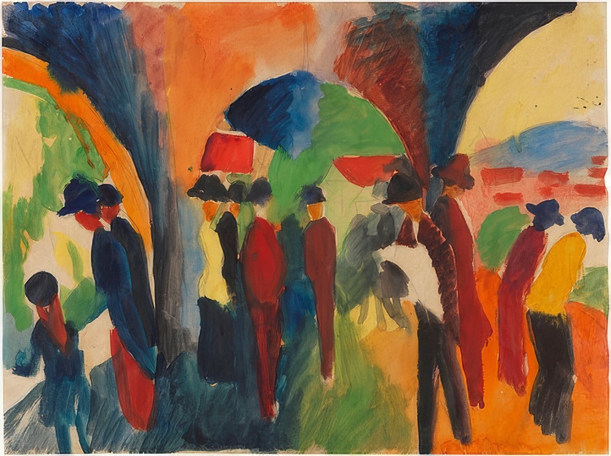 Thun lugasai alatt (sétáló motívuma). 1913 alkotó: August Macke