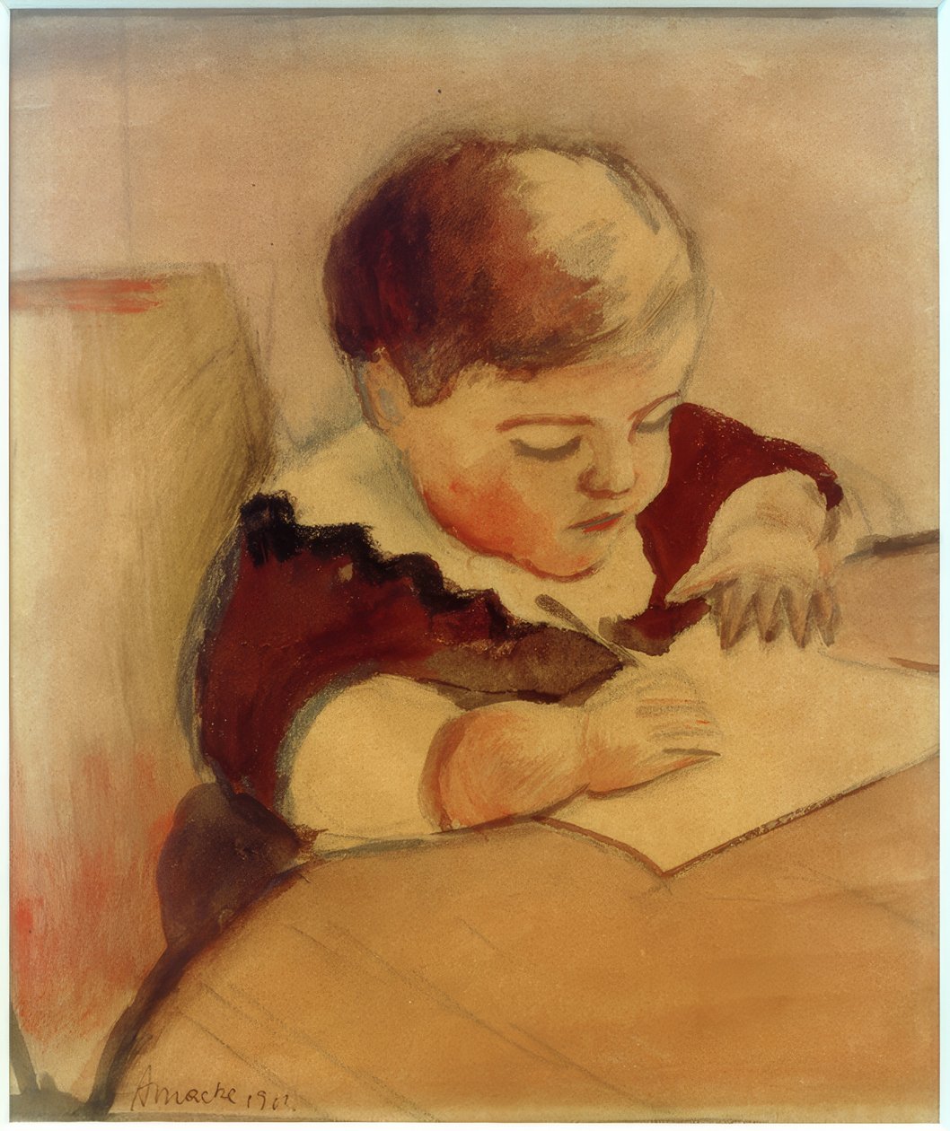 Walter, fest az asztalnál alkotó: August Macke