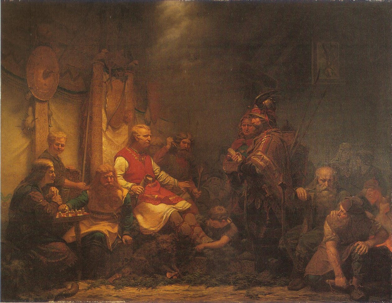 Ella király hírnökei Ragnar Lothbrok fiai előtt alkotó: August Malmström