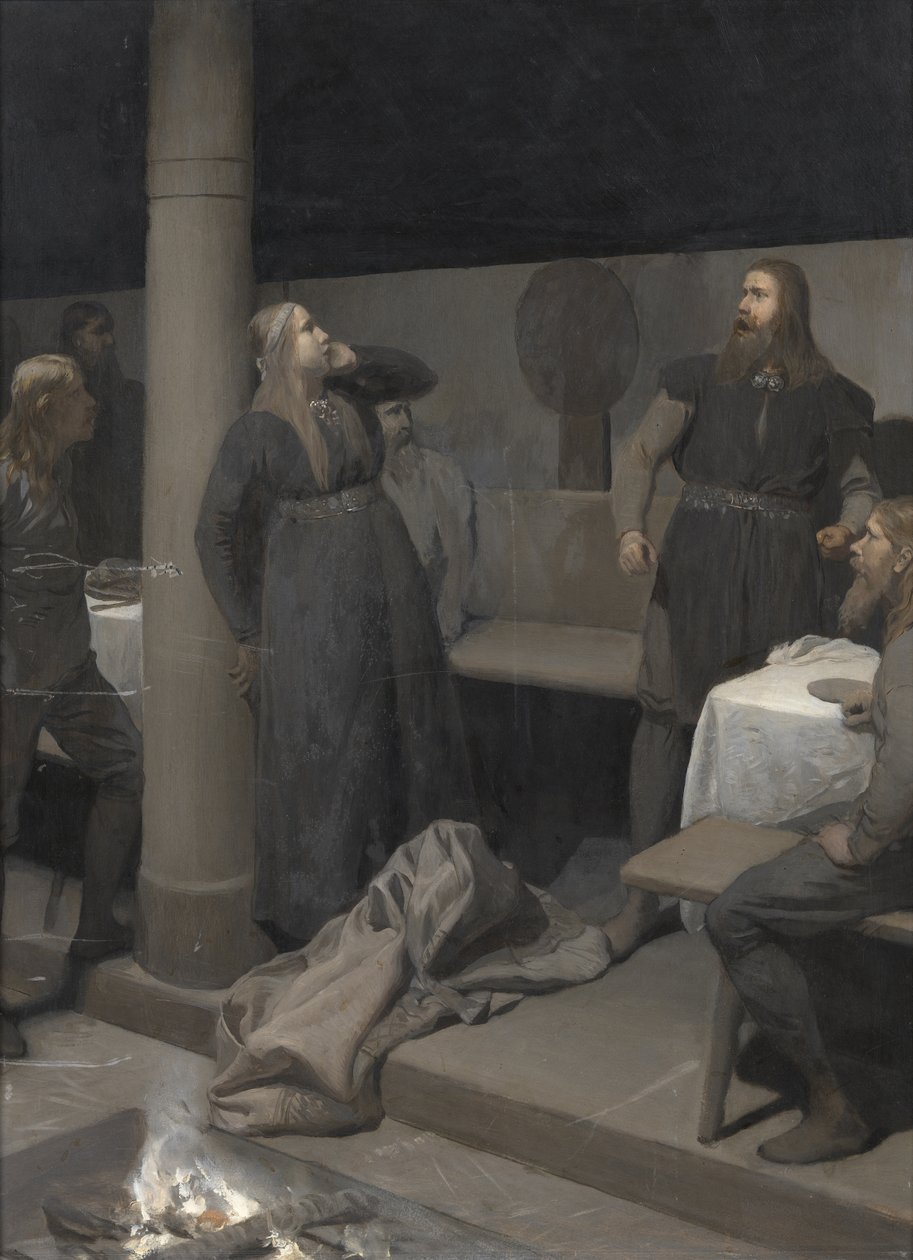 Leégett Njáll története: Gunnar és Hallgerðr, c. 1895. alkotó: August Malmström