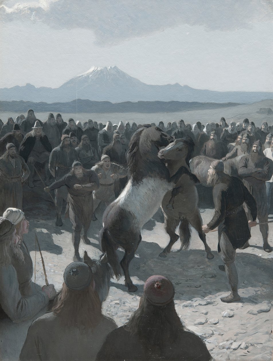 Leégett Njáll története: A Hliðarendi lócsata, 1880-as évek. alkotó: August Malmström