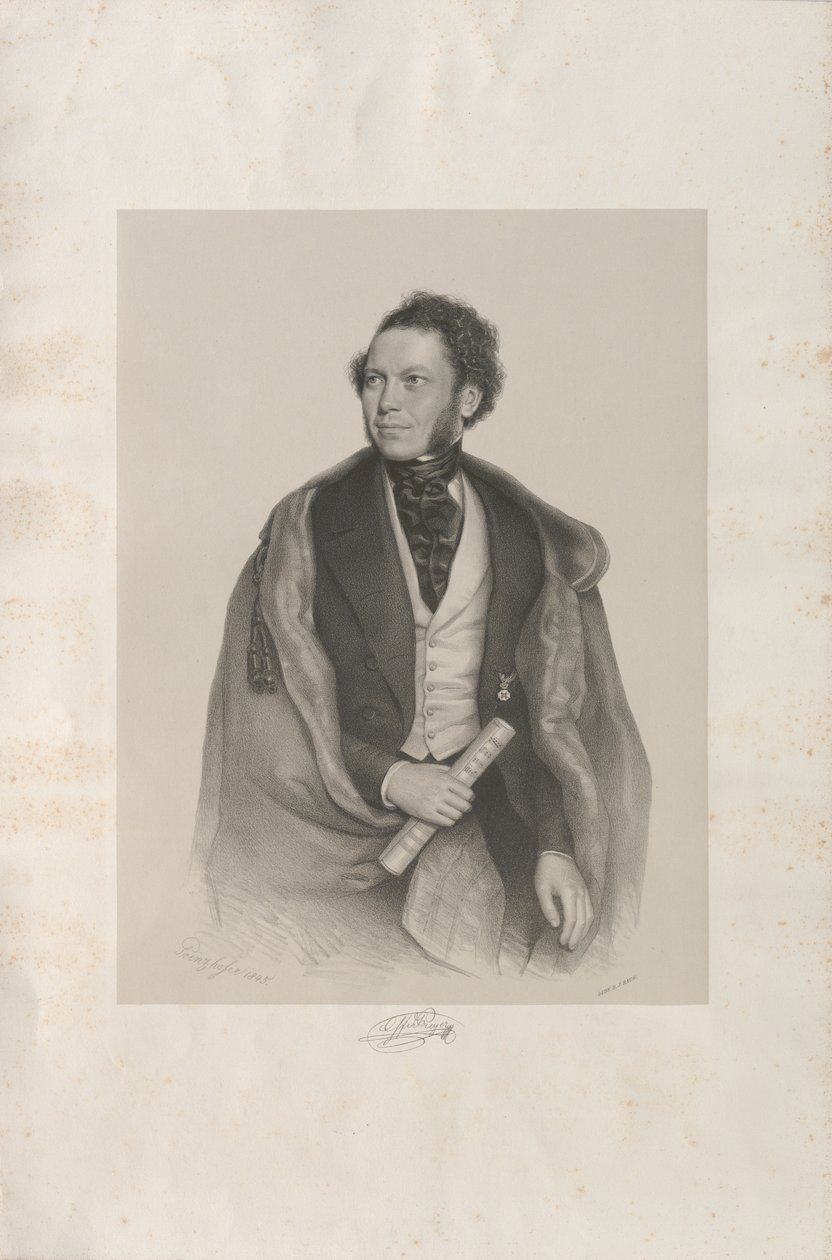 A zeneszerző és karmester, Gottfried von Preyer portréja 1807-1901, 1845. alkotó: August Prinzhofer