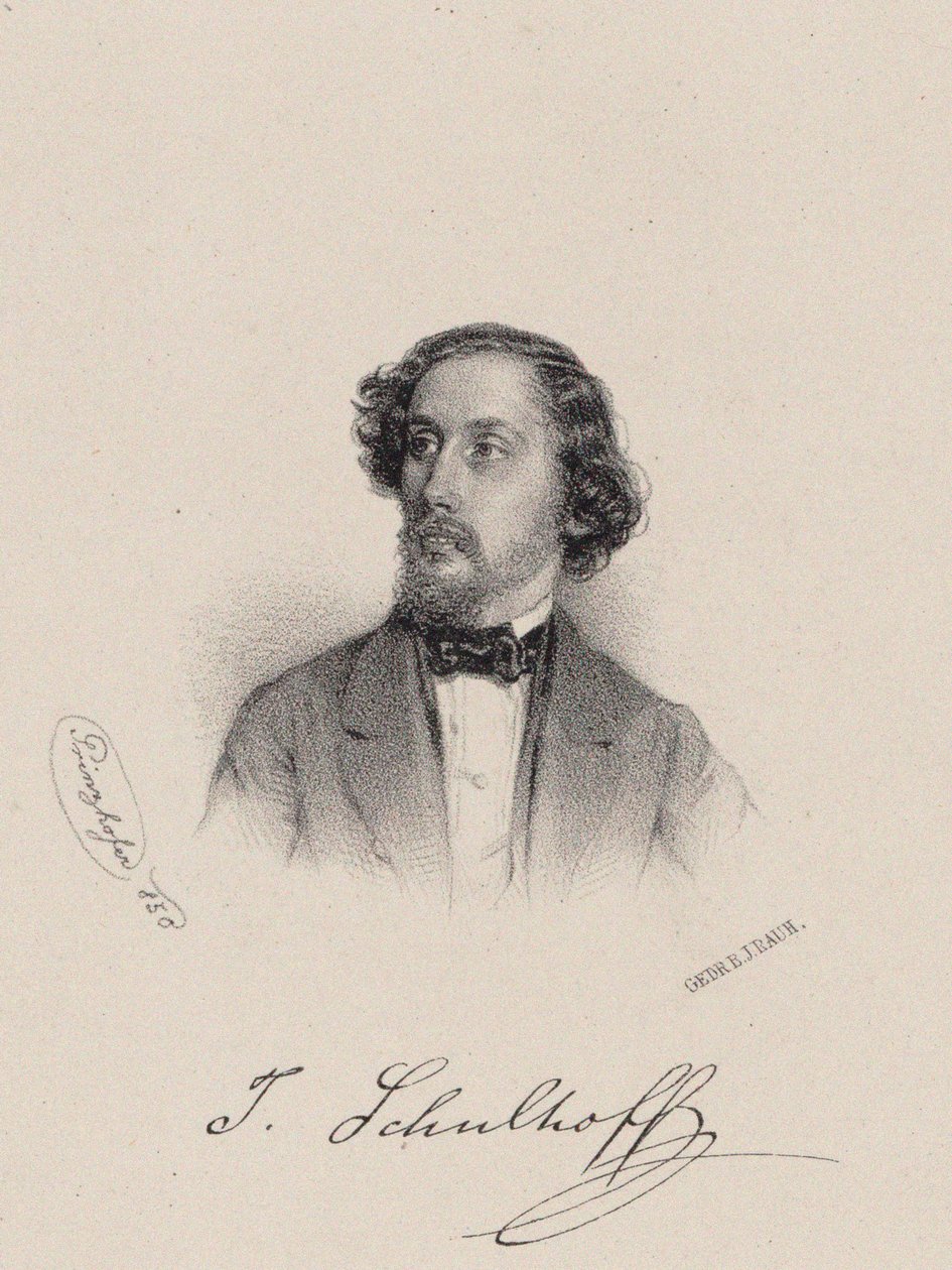 Julius Schulhoff zongoraművész és zeneszerző portréja 1825-1898, 1850. alkotó: August Prinzhofer