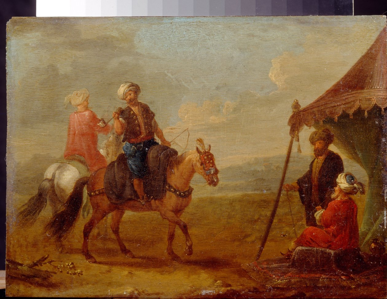 Török lovasok – August Querfurt (1696-1761) festménye, olaj, fa alkotó: August Querfurt