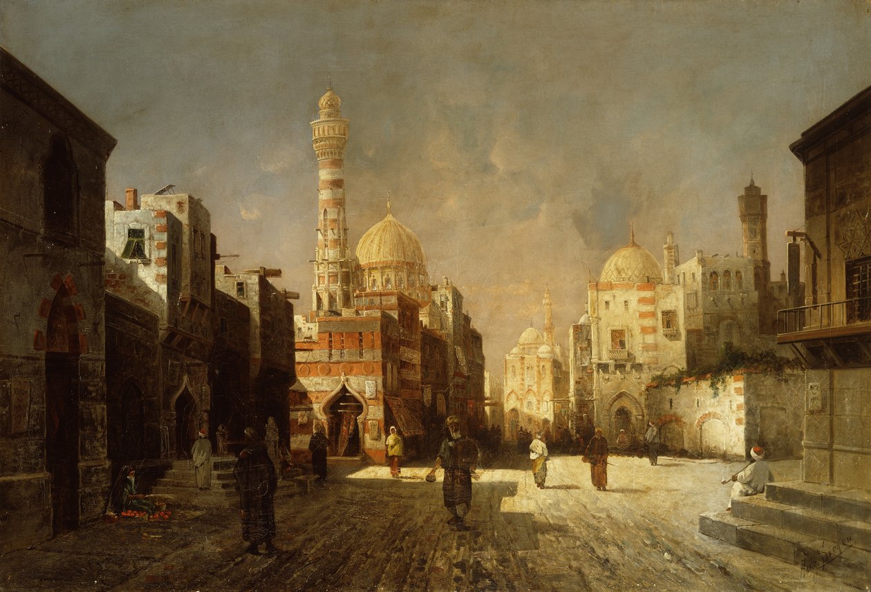 Jelenet az arab utcából (olaj, vászon) alkotó: August Siegen