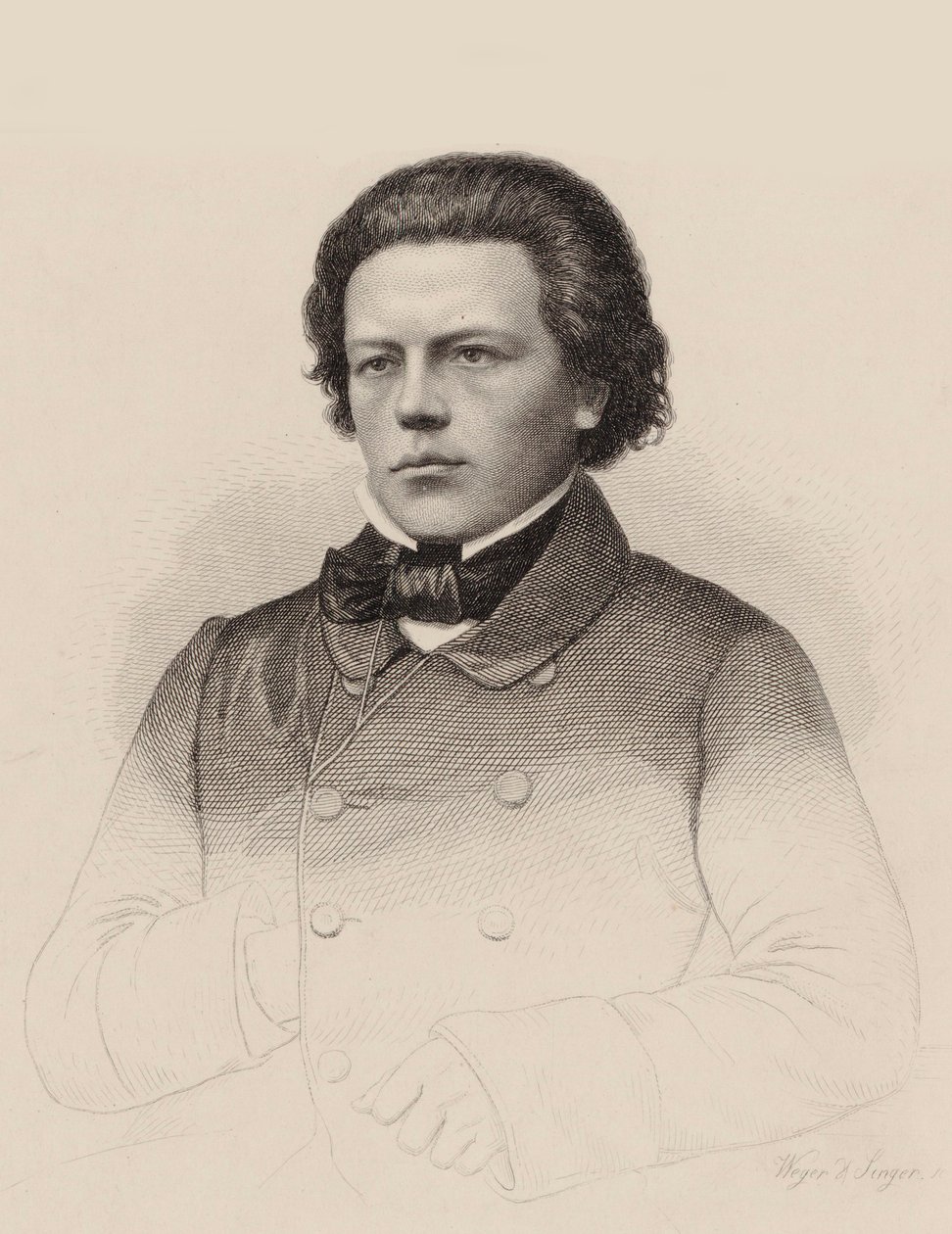 Anton Rubinstein zeneszerző portréja 1829-1894, 1850. alkotó: August Weger