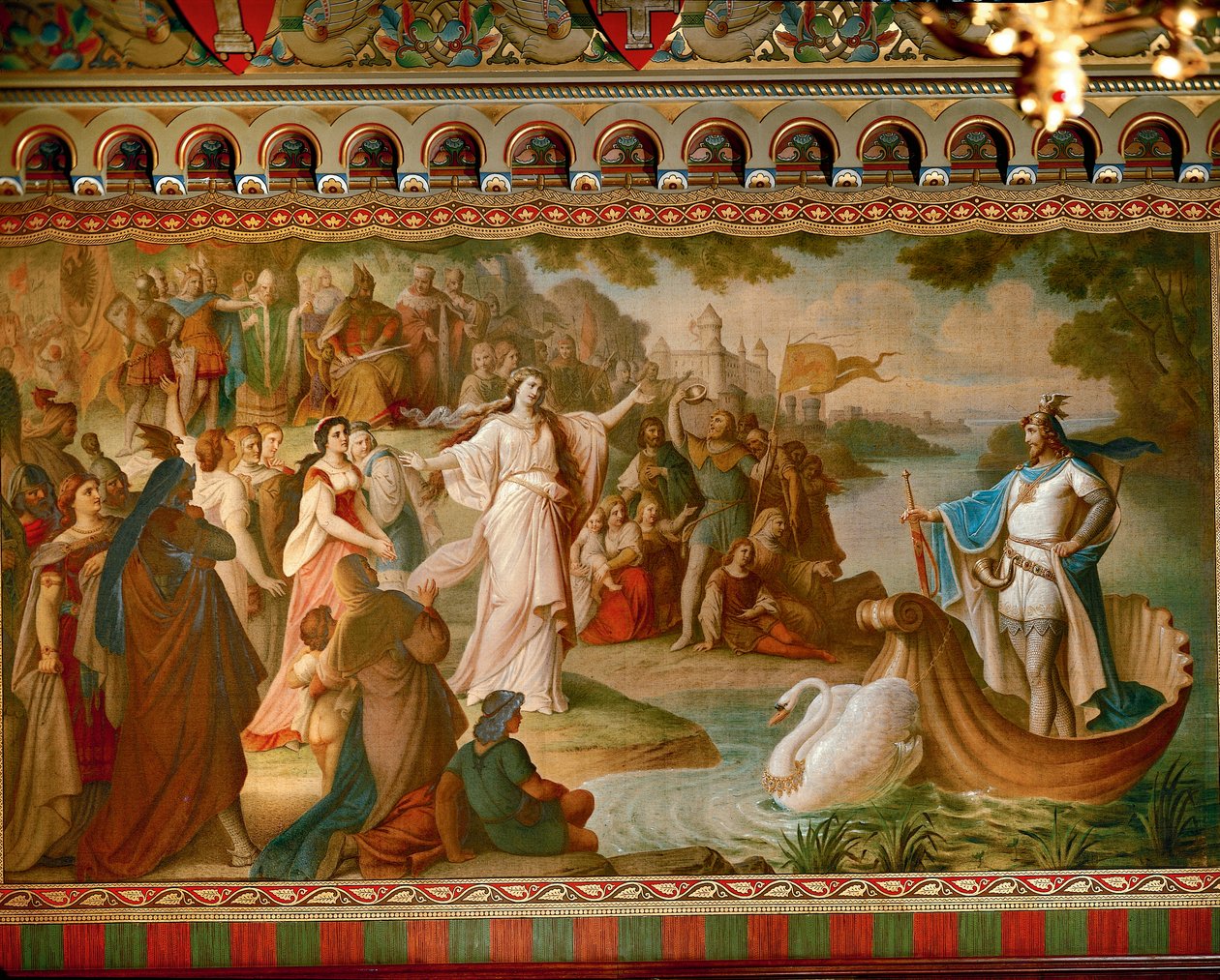 Lohengrin érkezése Antwerpenbe, a Lohengrin Saga című műből, Szalon, 1882-83 körül (olaj, vászon) (lásd még: 419255) alkotó: August von Heckel