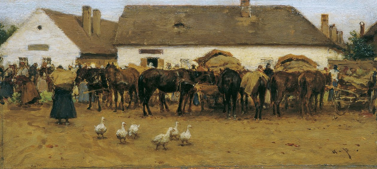 Markt in Szolnok alkotó: August von Pettenkofen