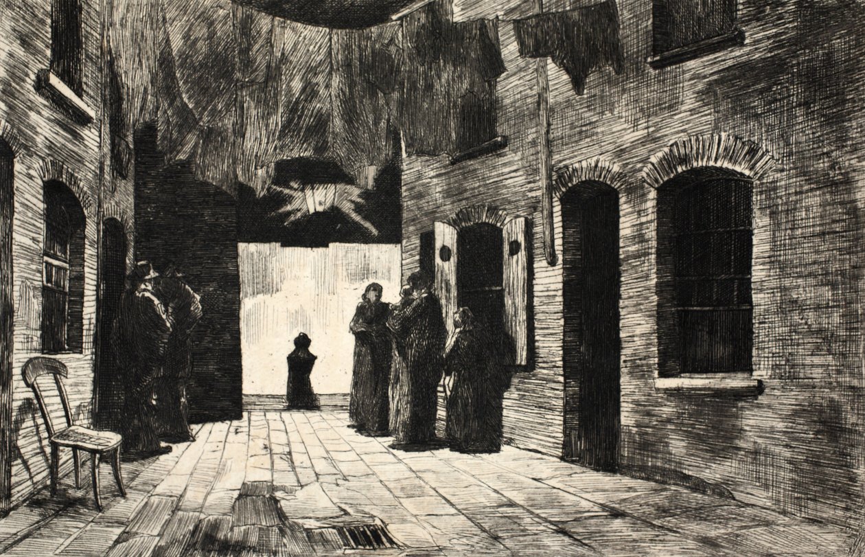 Illusztráció a „La Rue a Londres” kocsmából. G. Charpentier et Cie, 1884 alkotó: Auguste Andre Lancon