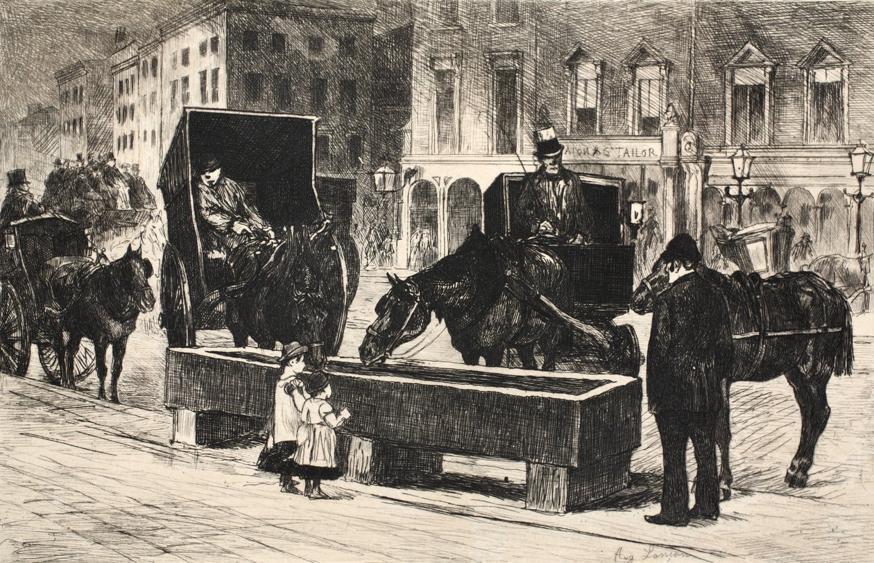 Illusztráció a „La Rue a Londres” kocsmából. G. Charpentier et Cie, 1884 alkotó: Auguste Andre Lancon