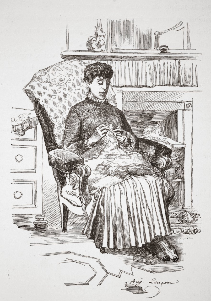 Belső sarok, illusztráció a „La Rue a Londres” kocsmából. G. Charpentier et Cie, 1884 alkotó: Auguste Andre Lancon