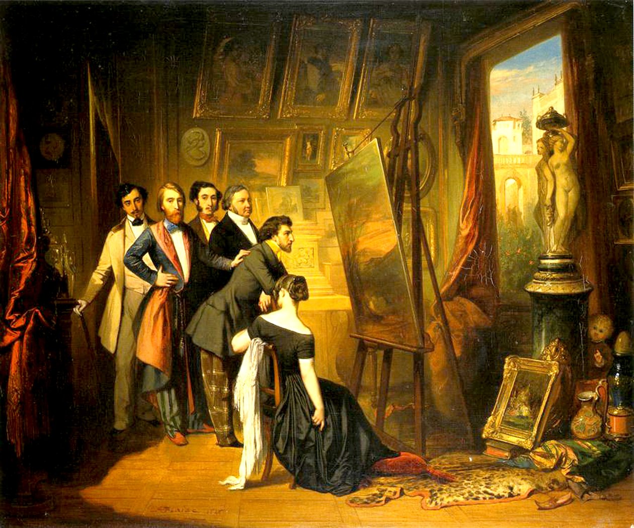 Bruyas dolgozószobájának belseje, 1848 alkotó: Auguste Barthelemy Glaize