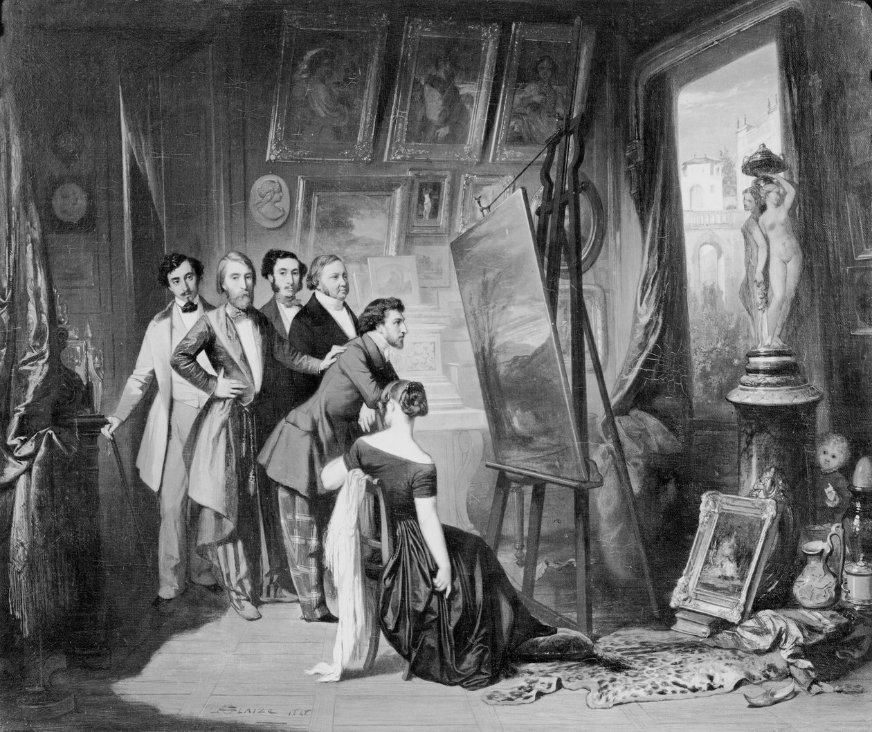 Alfred Bruyas (1821-77) montpellier-i stúdiójának belseje, 1848 alkotó: Auguste Barthelemy Glaize