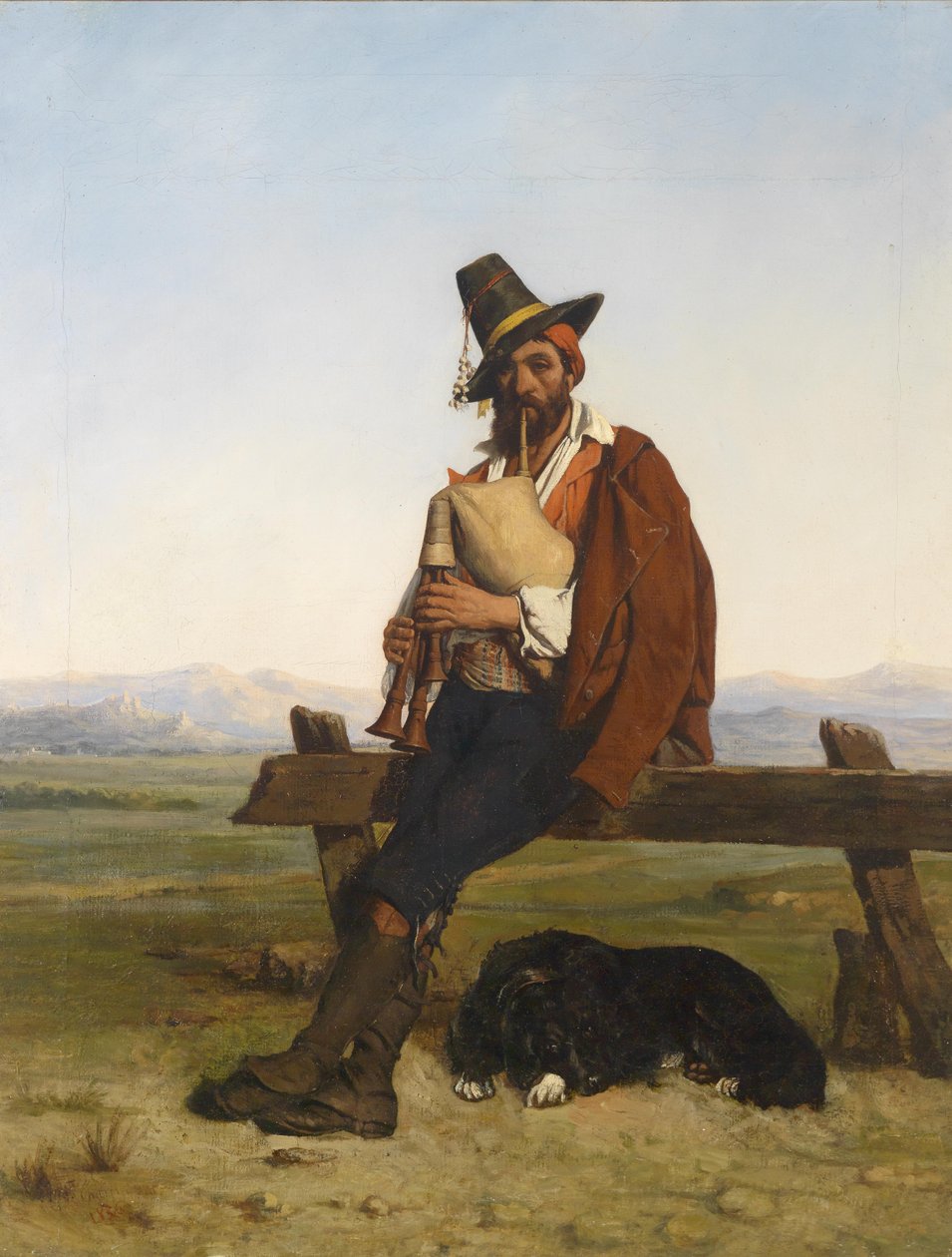 Olasz táj, zenélő pásztorral alkotó: Auguste Charpentier