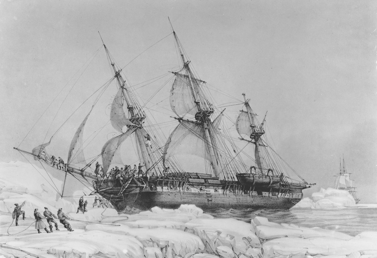 The Astrolabe in Pack-Ice, 1838 (litográfia) alkotó: Auguste Etienne Francois Mayer