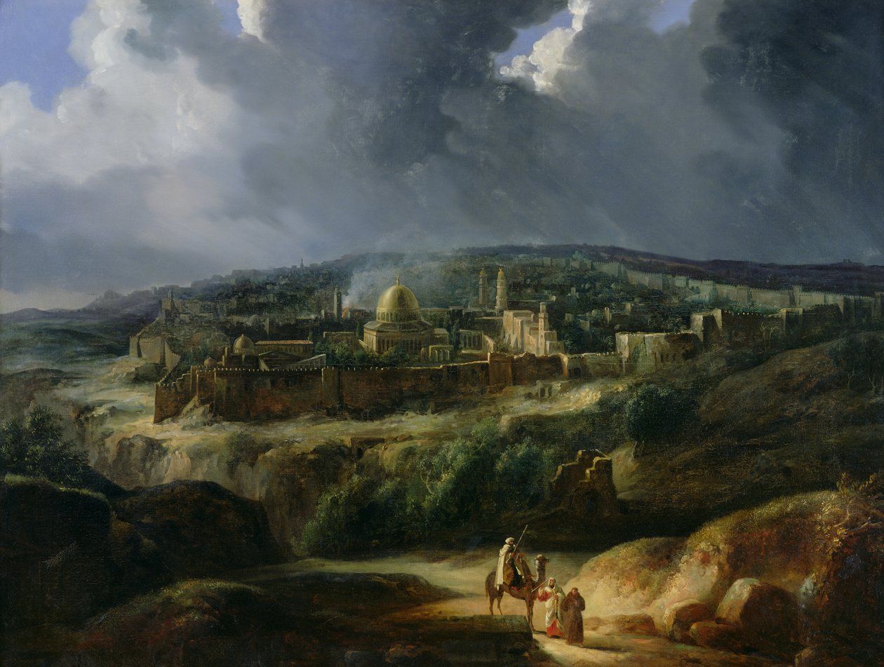 Kilátás Jeruzsálemre a Josafát völgyéből, 1825 alkotó: Auguste Forbin